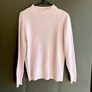 Pale Pink Ribbed Mock T-Neck Sweater